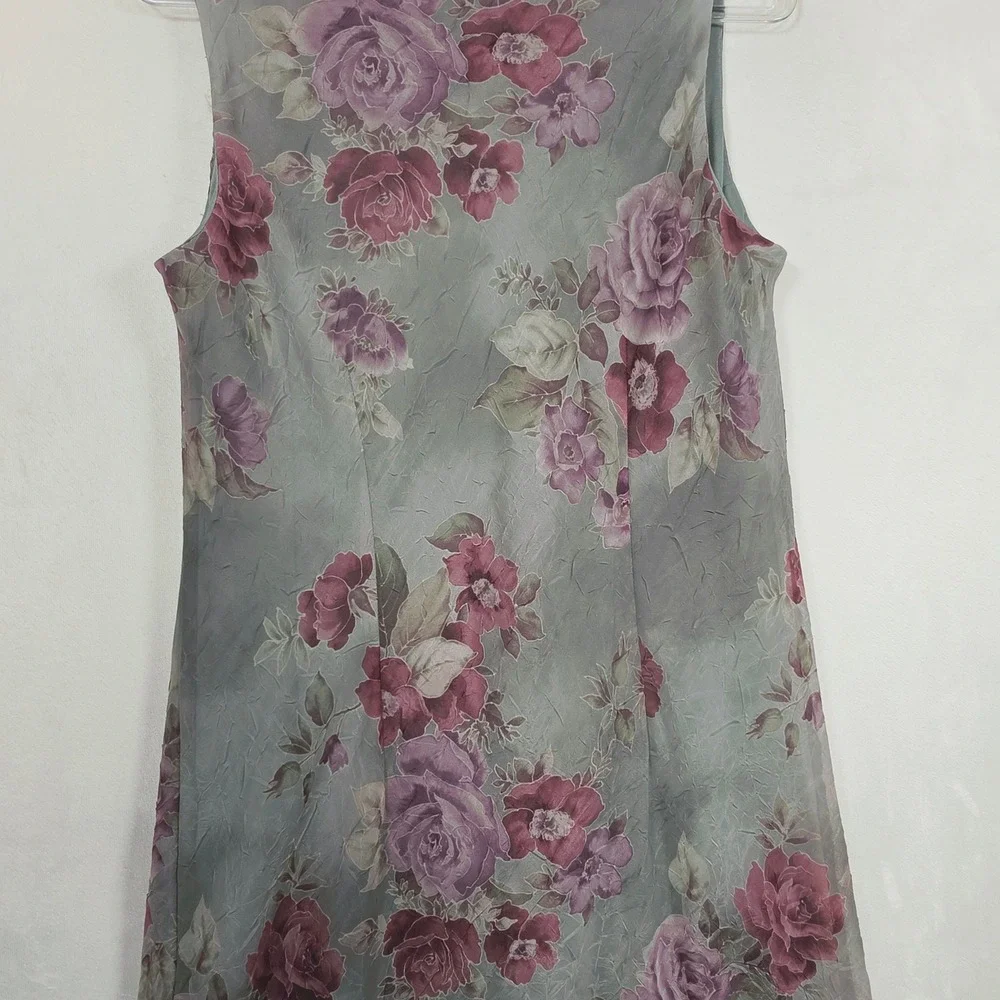 Miss Dorby Floral Maxi Dress Women's 18 Green Purple Y2K Fairy Grunge